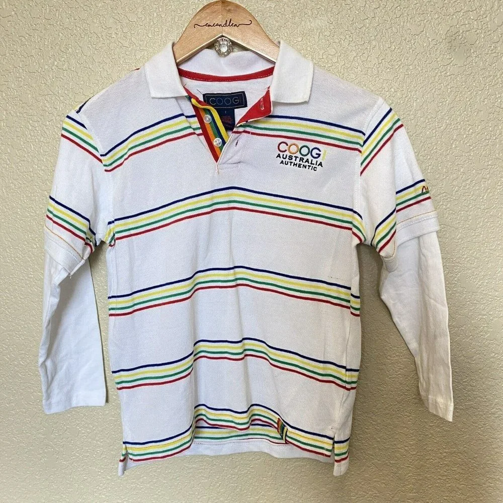 kids coogi longsleeve shirt Collared Polo Style Layered Look‎ Sleeves Rainbow 7